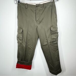J. Crew Army Green Fleece Lined Heavy Cargo Pants Y2K Field Pants 35x30